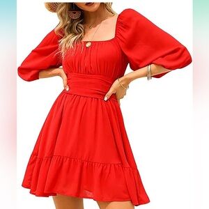 Red dress with bow detail on the back